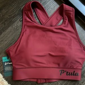 P’tula burgundy cross back sports bra